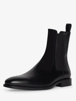 Bottines Homme avec Bout Rond en Cuir Synthétique Unicolore