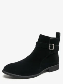 Bottines jaunes pour homme bout rond détail boucle