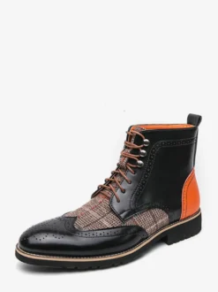 Bottines à lacets et bout rond pour hommes