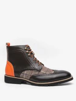 Bottines à lacets et bout rond pour hommes