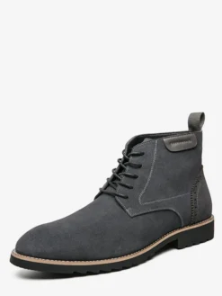 Bottines à lacets pour homme en daim et cuir antidérapant