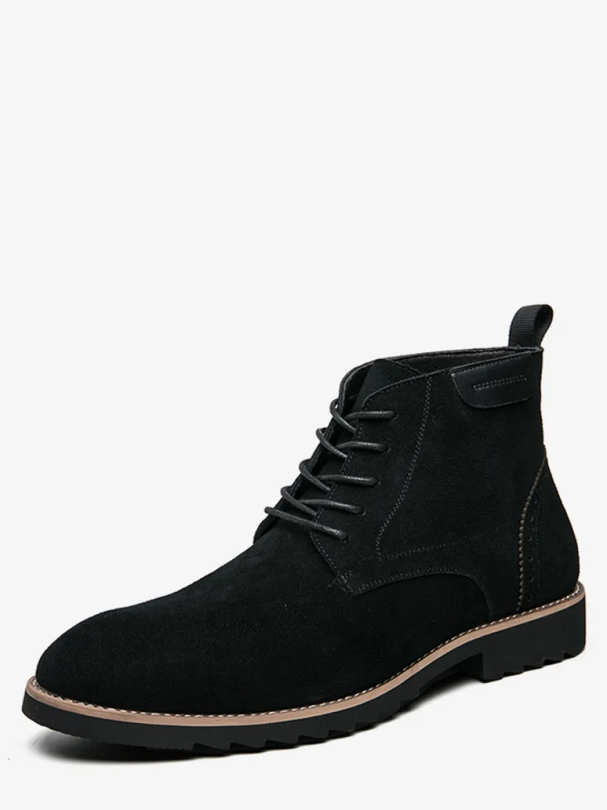 Bottines à lacets pour homme en daim et cuir antidérapant