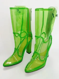 Bottines lumineuses sexy à bout pointu et talon épais sans batterie