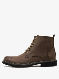Bottines marron pour homme bout rond lacets style décontracté