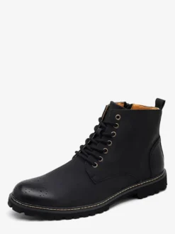 Bottines marron pour homme bout rond lacets style décontracté