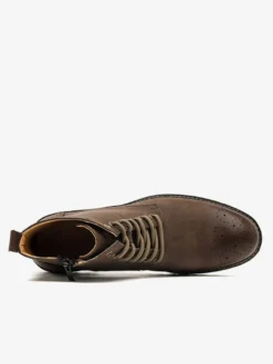 Bottines marron pour homme bout rond lacets style décontracté