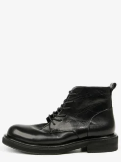 Bottines marron pour homme en cuir véritable bout rond à lacets