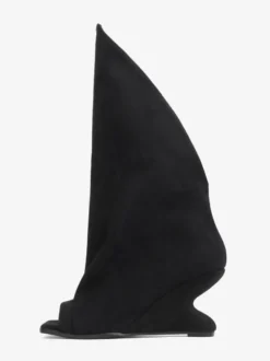 Bottines noires à bout ouvert et talon compensé