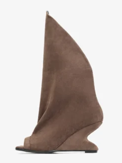 Bottines noires à bout ouvert et talon compensé