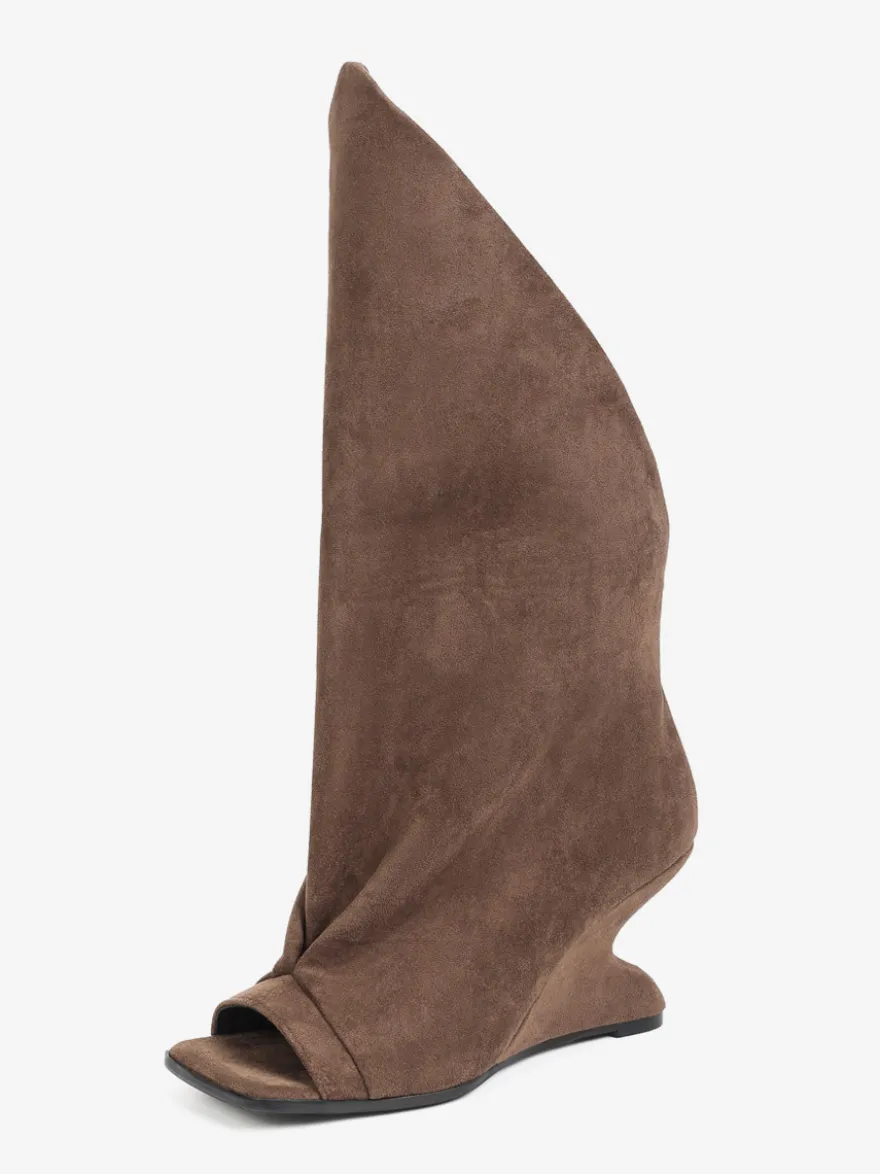 Bottines noires à bout ouvert et talon compensé