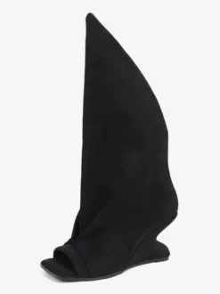 Bottines noires à bout ouvert et talon compensé