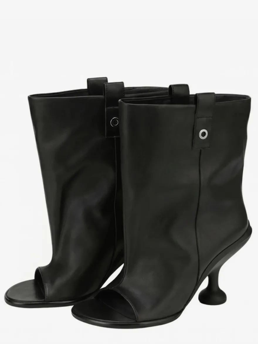 Bottines noires à bout ouvert et talons hauts pour femmes