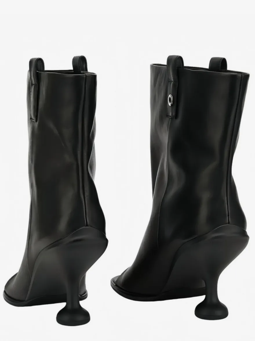 Bottines noires à bout ouvert et talons hauts pour femmes