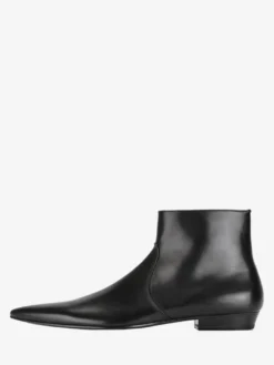 Bottines noires à bout pointu en cuir véritable