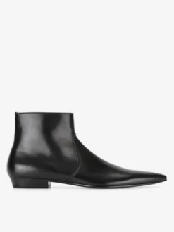 Bottines noires à bout pointu en cuir véritable