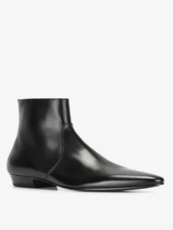Bottines noires à bout pointu en cuir véritable