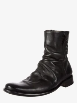 Bottines noires à bout rond pour homme fermeture éclair