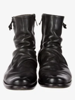 Bottines noires à bout rond pour homme fermeture éclair