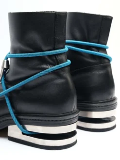 Bottines noires à lacets pour homme bout rond