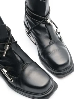 Bottines noires à lacets pour homme bout rond