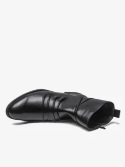 Bottines noires plates à bout rond et fermeture éclair pour homme