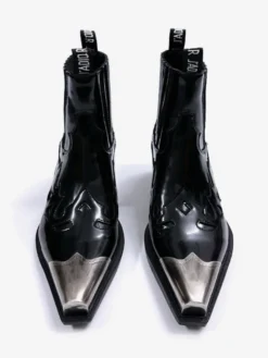 Bottines noires pour homme à bout pointu et talon compensé design
