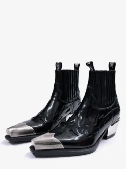 Bottines noires pour homme à bout pointu et talon compensé design