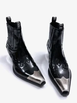 Bottines noires pour homme à bout pointu et talon compensé design