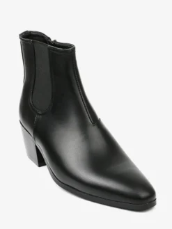 Bottines noires pour hommes bout pointu talon compensé style Chelsea