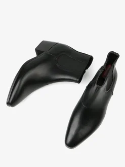 Bottines noires pour hommes bout pointu talon compensé style Chelsea