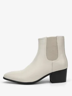 Bottines noires pour hommes bout pointu talon compensé style Chelsea