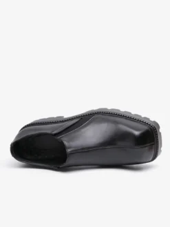 Bottines noires pour hommes bout carré à enfiler