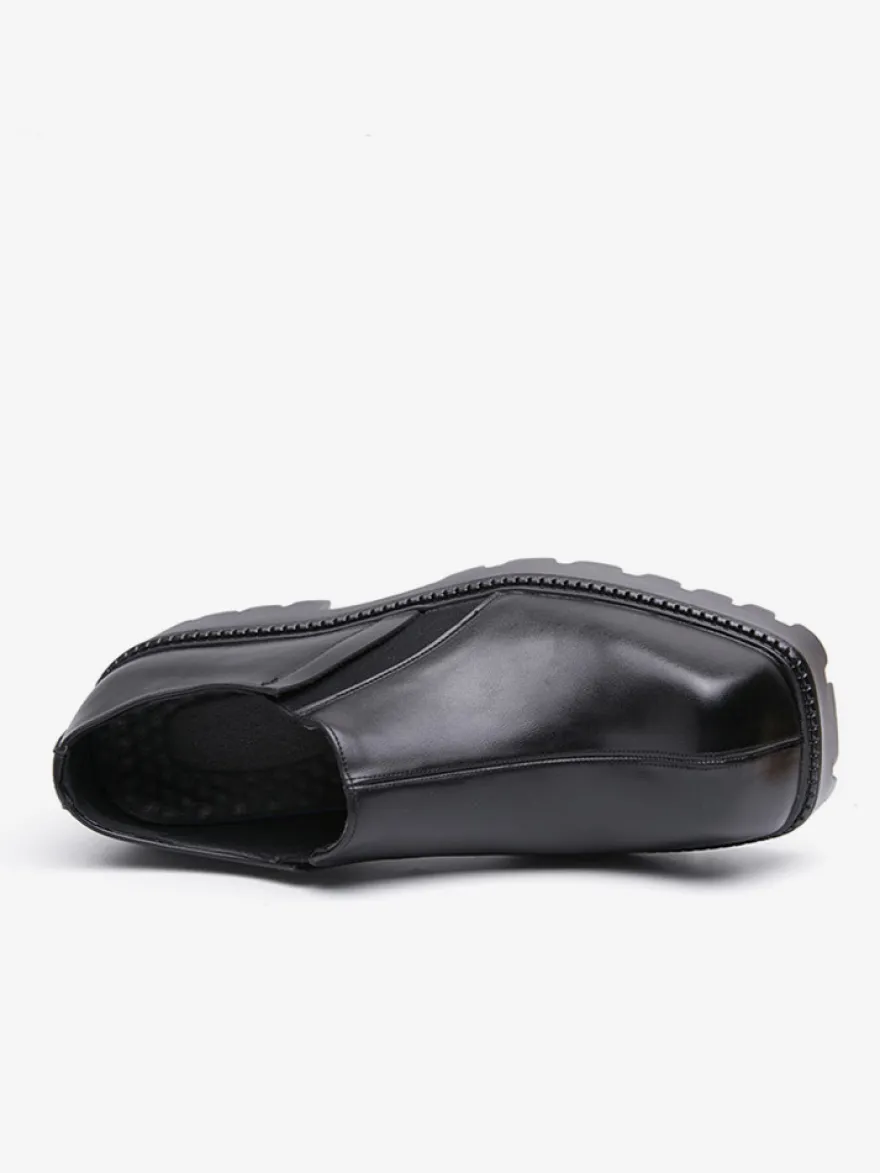 Bottines noires pour hommes bout carré à enfiler
