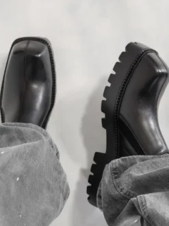 Bottines noires pour hommes bout carré à enfiler