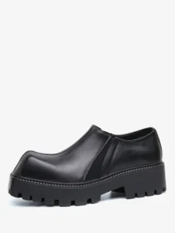 Bottines noires pour hommes bout carré à enfiler