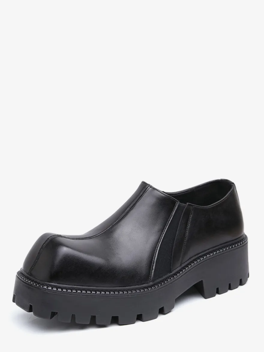 Bottines noires pour hommes bout carré à enfiler