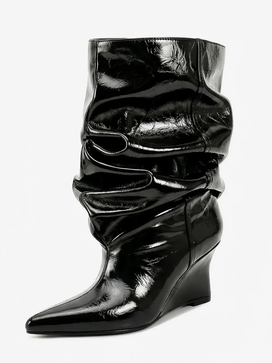 Bottines pour femmes à bout pointu et talon compensé