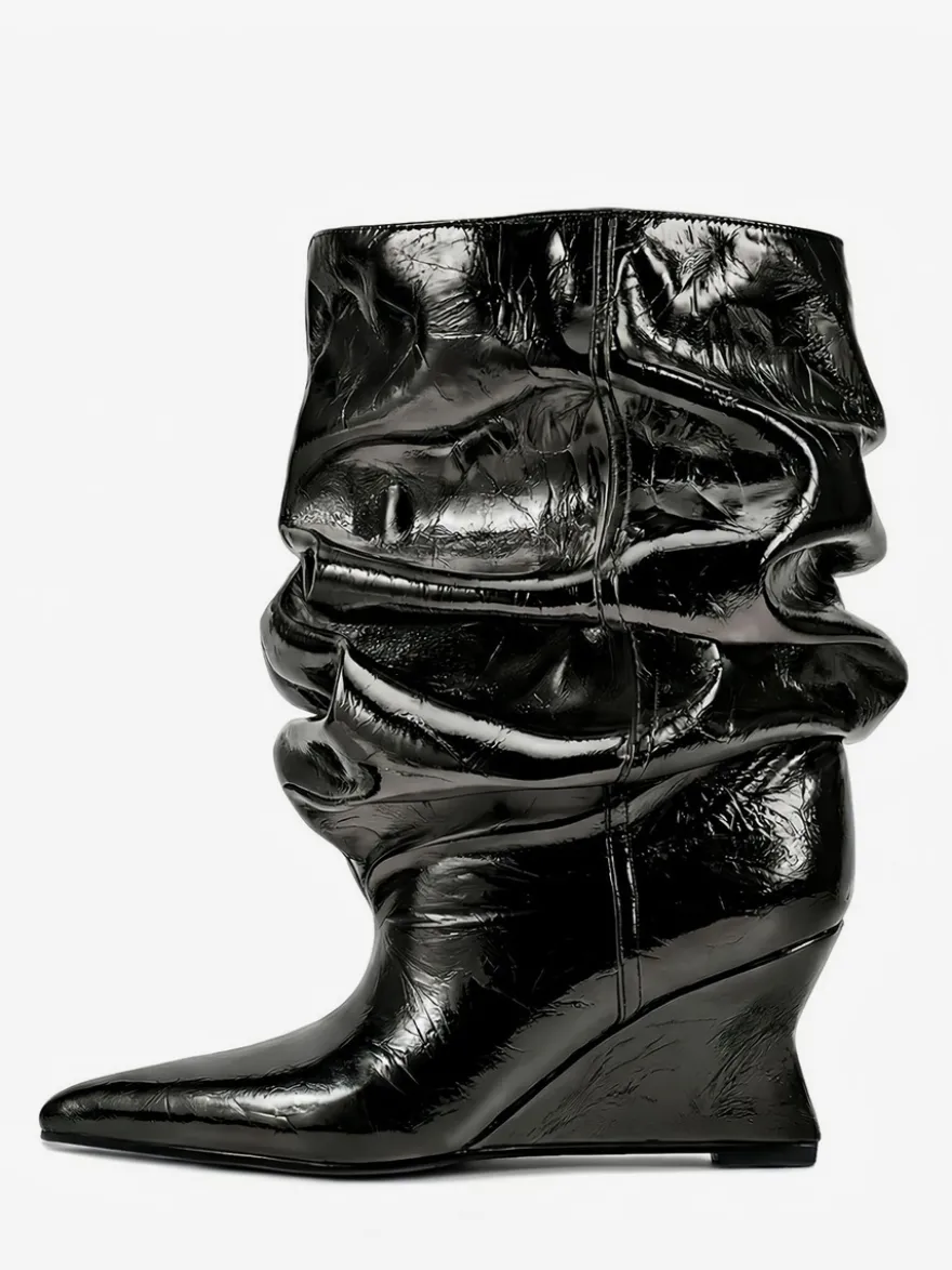 Bottines pour femmes à bout pointu et talon compensé