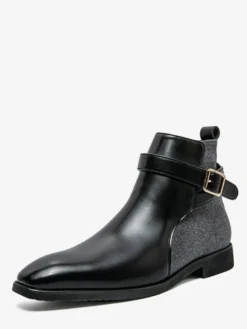 Bottines pour homme marron à bout rond et boucle