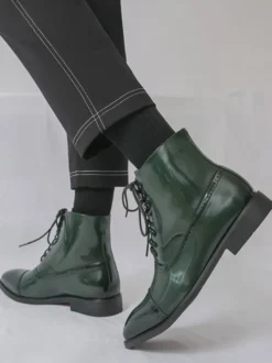 Bottines pour hommes à bout rond et lacets style décontracté