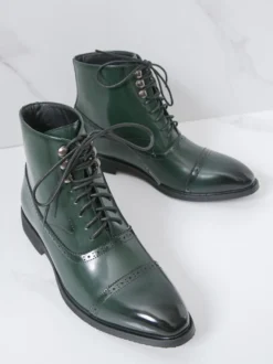 Bottines pour hommes à bout rond et lacets style décontracté