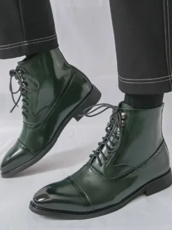 Bottines pour hommes à bout rond et lacets style décontracté