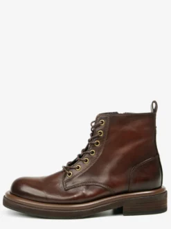 Bottines pour hommes en cuir véritable bout rond lacets