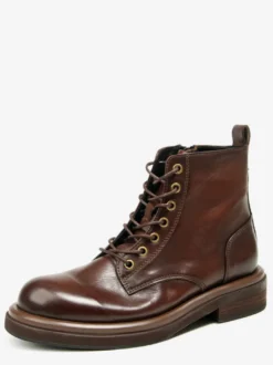 Bottines pour hommes en cuir véritable bout rond lacets