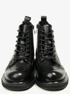 Bottines pour hommes en cuir véritable bout rond lacets