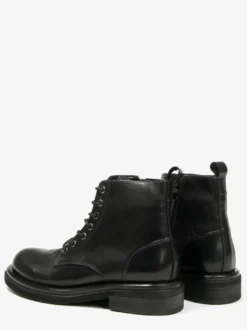Bottines pour hommes en cuir véritable bout rond lacets