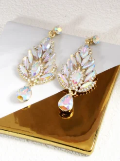Boucles d'oreilles blanches pour adulte style baroque design géométrique en forme de goutte bijoux de fiançailles