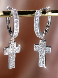 Boucles d'oreilles croix en or pour adulte style western décontracté bijou du quotidien