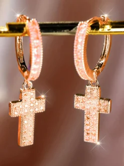 Boucles d'oreilles croix en or pour adulte style western décontracté bijou du quotidien