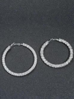 Boucles d'oreilles créoles simples à strass pour femmes 2026
